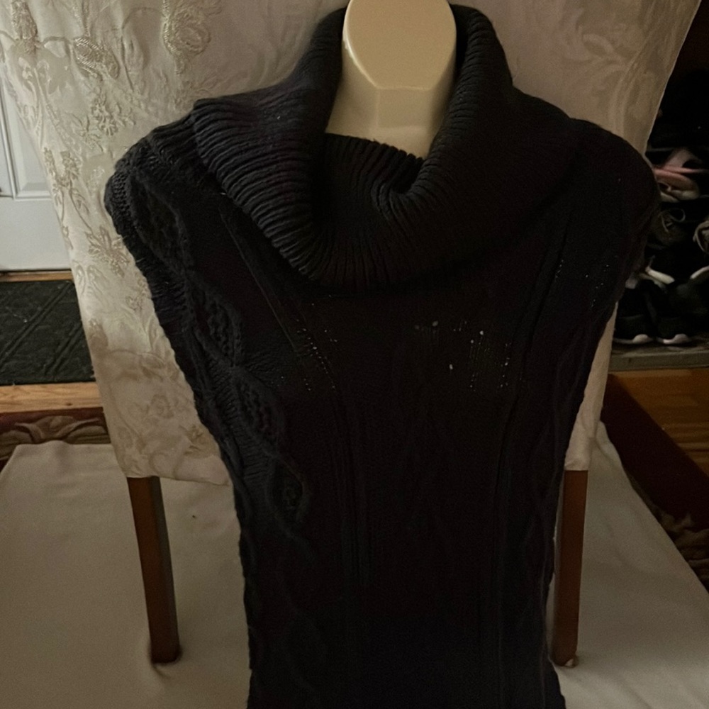 Adrienne Vittadini Dark a gray Sleeveless Cowl Neck Sweater Dress size Large